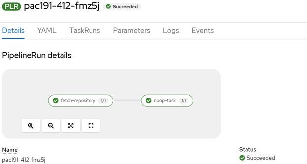 PipelineRun details.